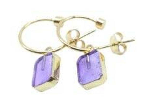 Boucles d'oreilles Argent 925 'Arche Doré' - Améthyste