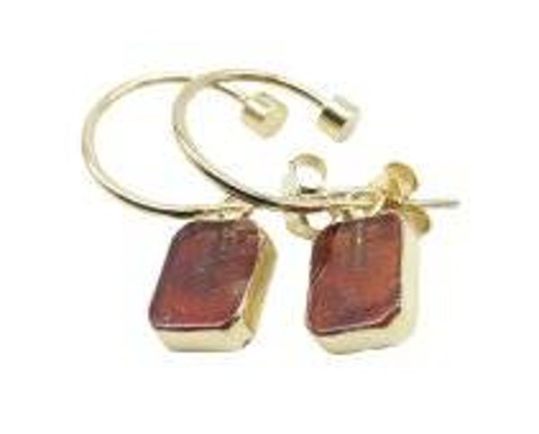 Boucles d'oreilles Argent 925 'Arche Doré' - Grenat