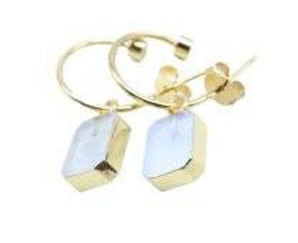 Boucles d'oreilles Argent 925 'Arche Doré' - Pierre de Lune