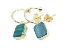 Boucles d'oreilles Argent 925 'Arche Doré' - Malachite