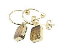 Boucles d'oreilles Argent 925 'Arche Doré' - Oeil de Tigre