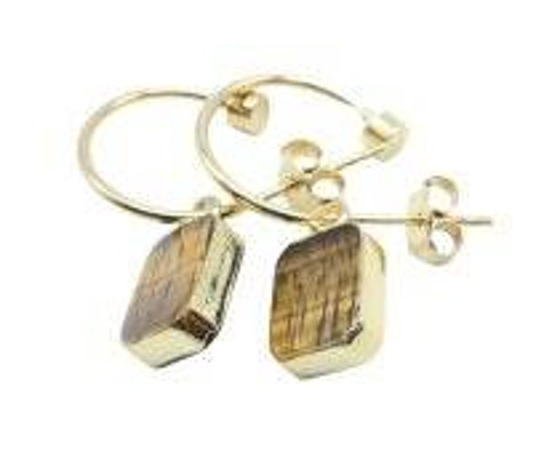 Boucles d'oreilles Argent 925 'Arche Doré' - Oeil de Tigre