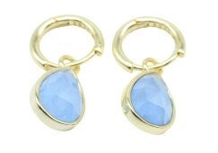 Boucles d'oreilles Argent 925 'Halo Minéral' - Aigue Marine