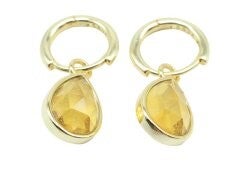 Boucles d'oreilles Argent 925 'Halo Minéral' - Citrine
