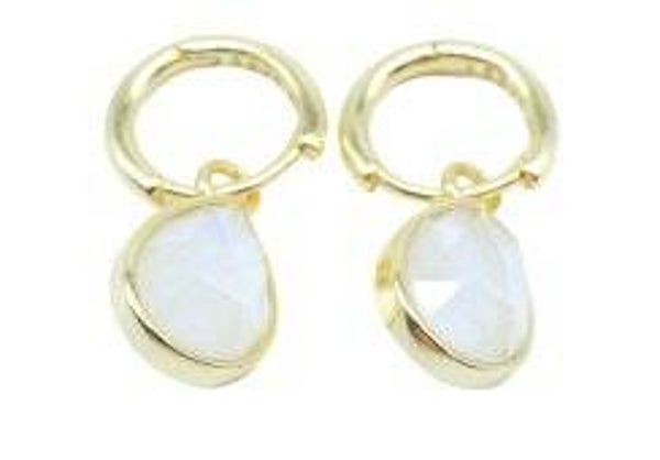 Boucles d'oreilles Argent 925 'Halo Minéral' - Pierre de Lune