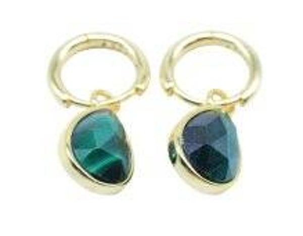 Boucles d'oreilles Argent 925 'Halo Minéral' - Malachite