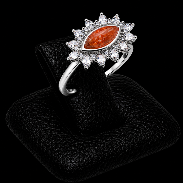 Bague Argent 925 'Oeil Solaire' - Grenat