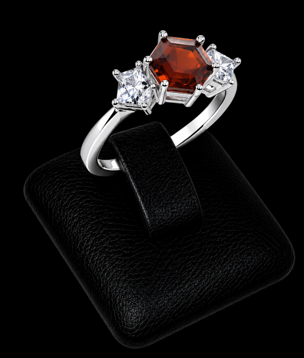 Bague Argent 925 'Flocon d'Argent' - Grenat