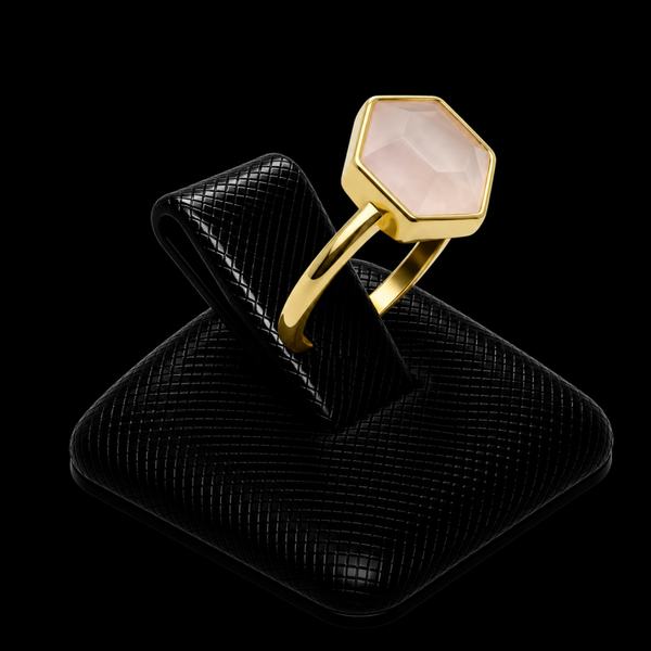Bague Argent 925 – Quartz Rose Hexagonal