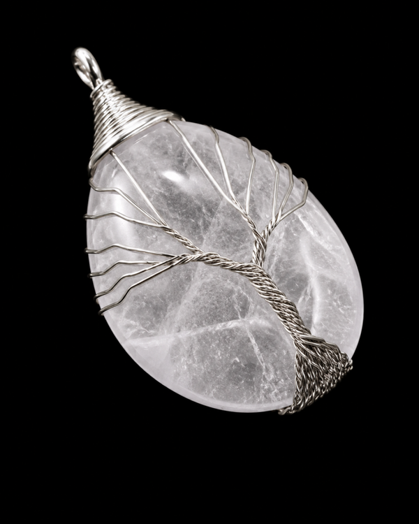Pendentif Arbre de Vie - Cristal de Roche 4cm