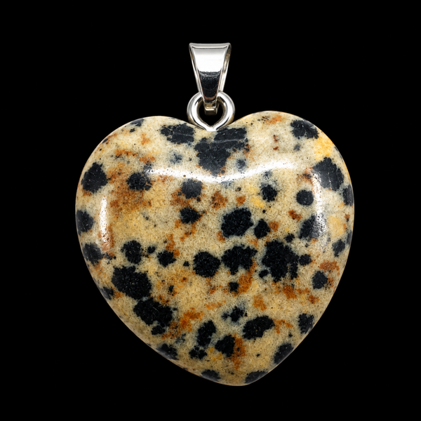 Pendentif Coeur Jaspe Dalmatien 2.5cm