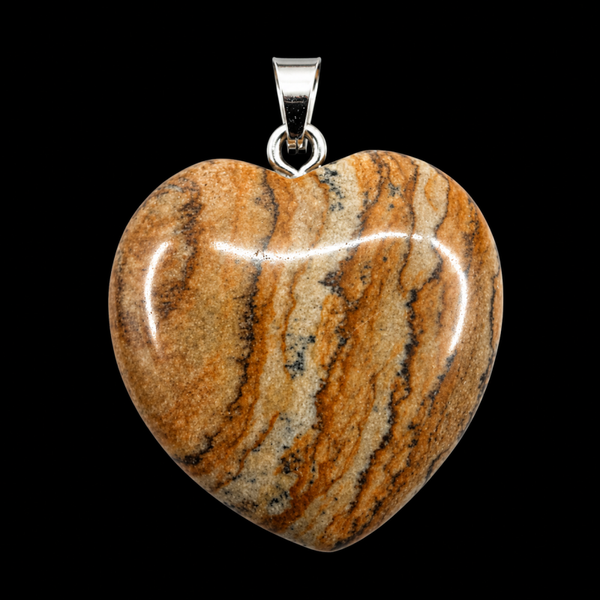 Pendentif Coeur Jaspe Paysage 2.5cm