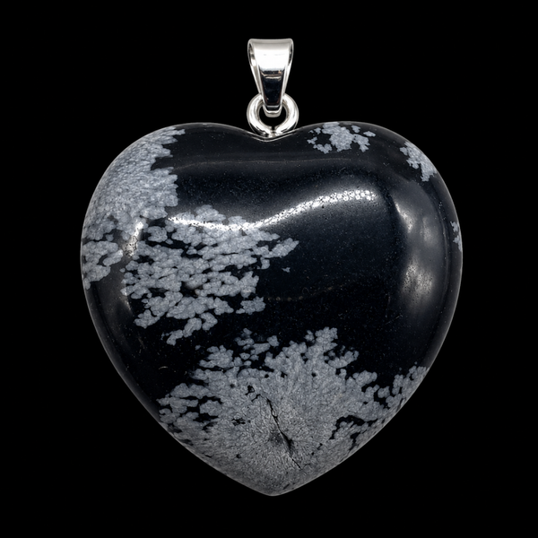 Pendentif Coeur Obsidienne Neige 2.5cm