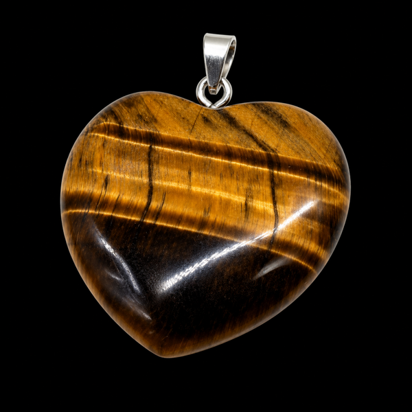 Pendentif Coeur Oeil de Tigre 2.5cm