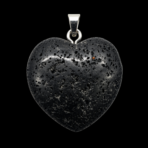 Pendentif Coeur Pierre de Lave 2.5cm