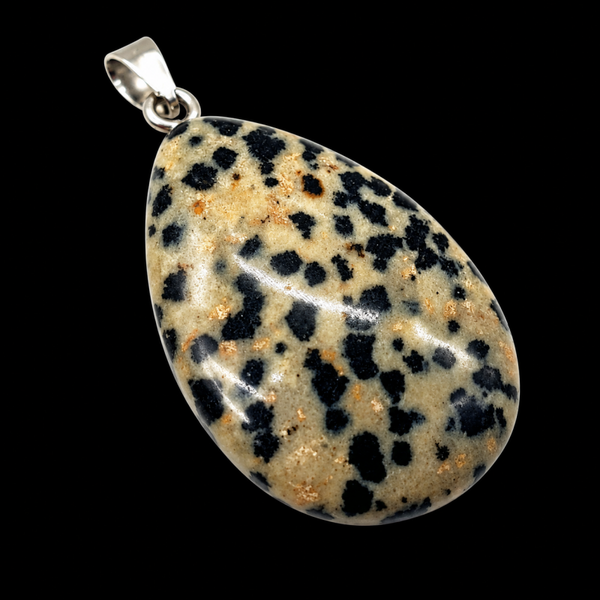 Pendentif Larme Jaspe Dalmatien 3cm