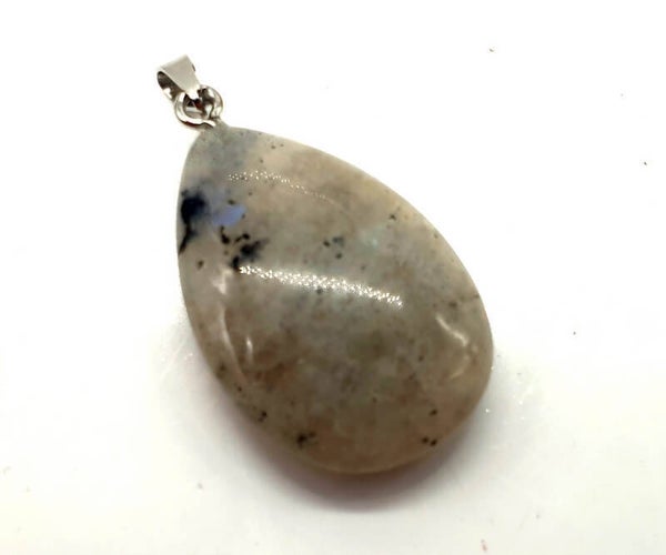 Pendentif Larme Labradorite blanche 3cm PTL-LABB