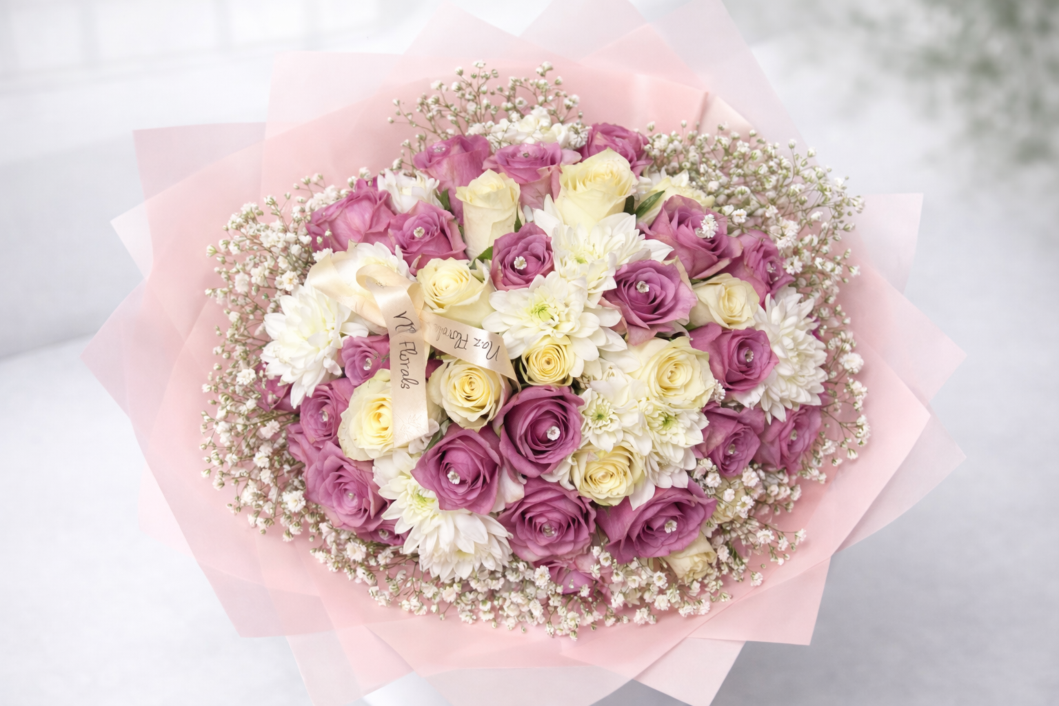 Lilac & White Mix Rose Bouquet