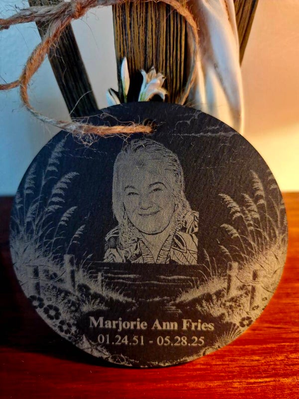 Personalized Round Slate Memorial Ornament – Custom Photo Keepsake