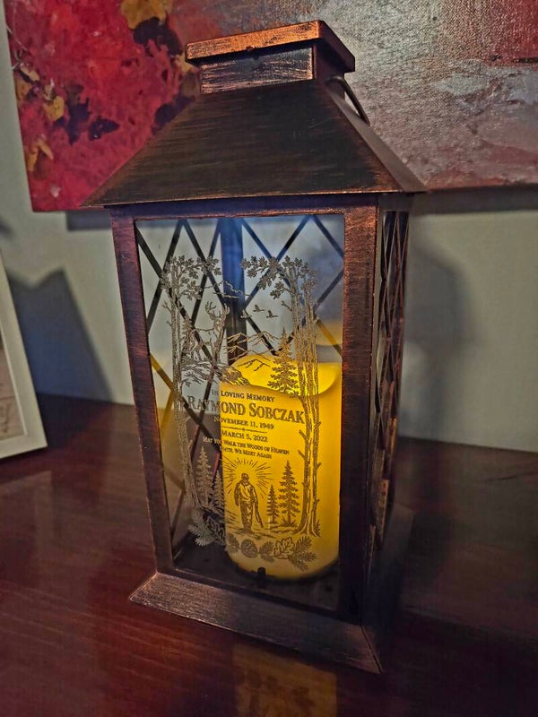 Personalized Solar Memorial Lantern with LED Candle