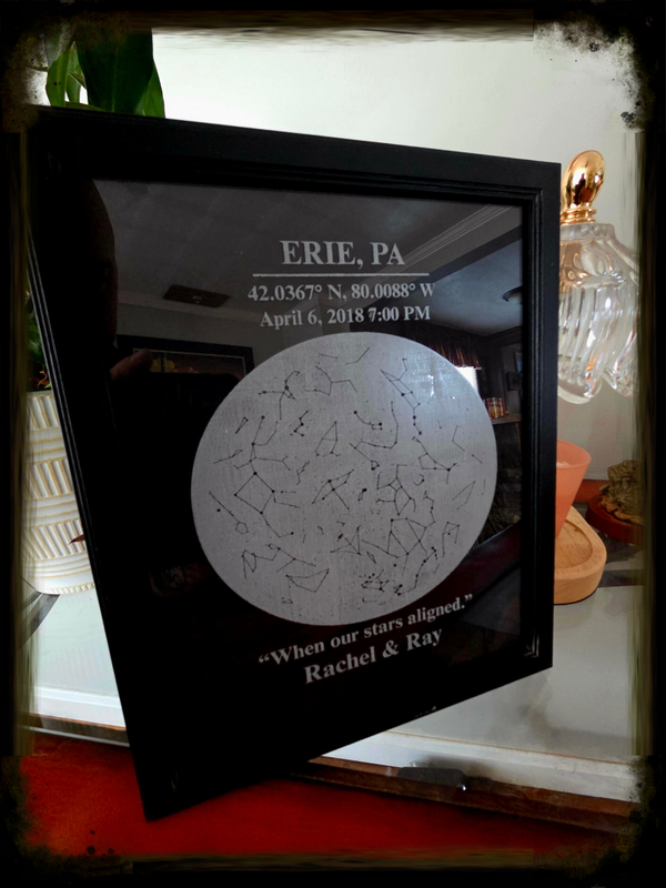 Custom Star Map Glass Etched Frame – A Timeless Love Story Written in the Stars