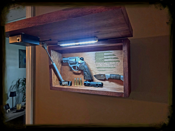 Custom Concealed Wall Gun Box | RFID Lock | Engraved American Flag