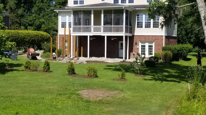 patio and staircase on big golf course house