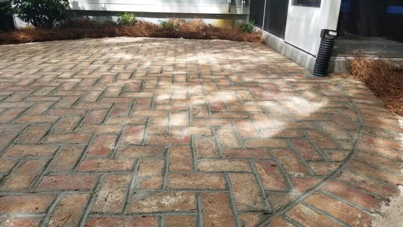 hand piped brick patio