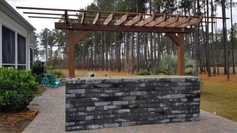 custom outdoor kitchen and bar - in progress