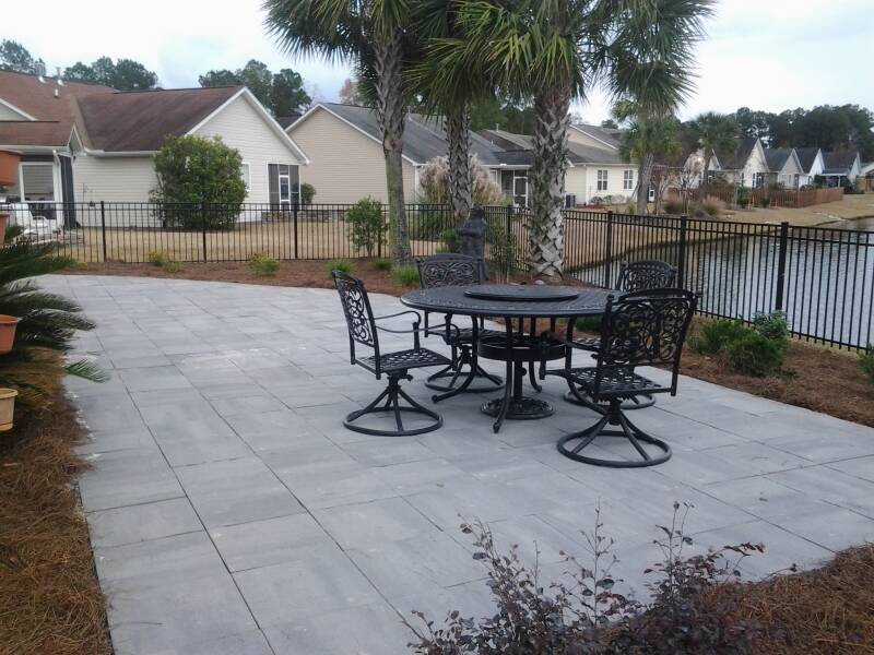 i built this patio, this fence, and I even put in those palm trees.  true story