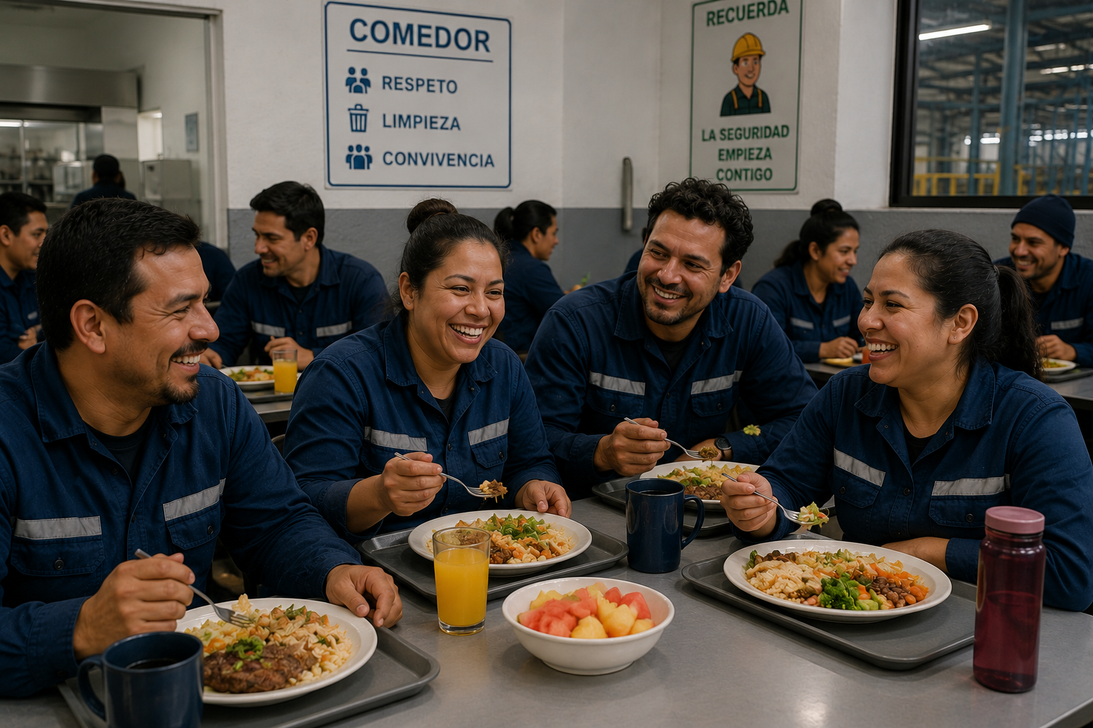 Línea de servicio eficiente en comedor industrial