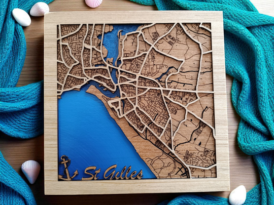 Cartographie Murale Personnalisée en Bois – Votre Ville, Votre Souvenir Gravé – Format 20x20 cm