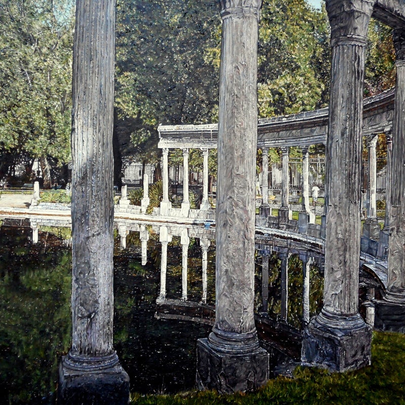 la colonnade d'eltang parc monceau huile sur toile 61x50 cm 2015j