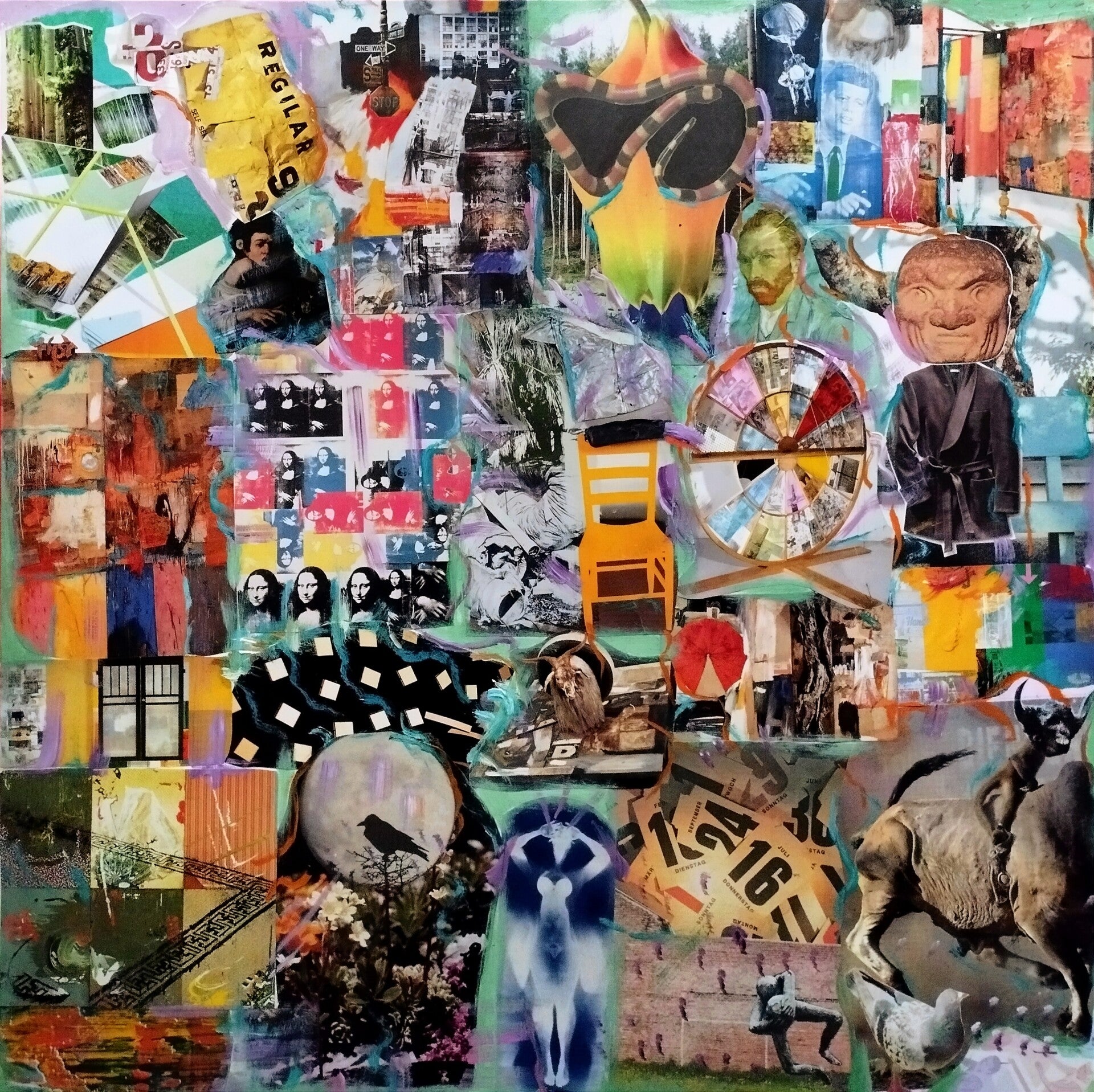 A Kind of Dada XXX collage/oil painting on cotton canvas 70x70cm 2022.