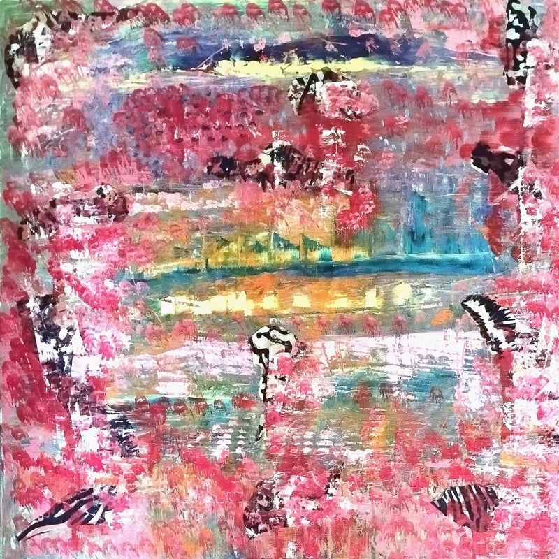 invasion landscape mixed media on linen 60x60 cm 2022