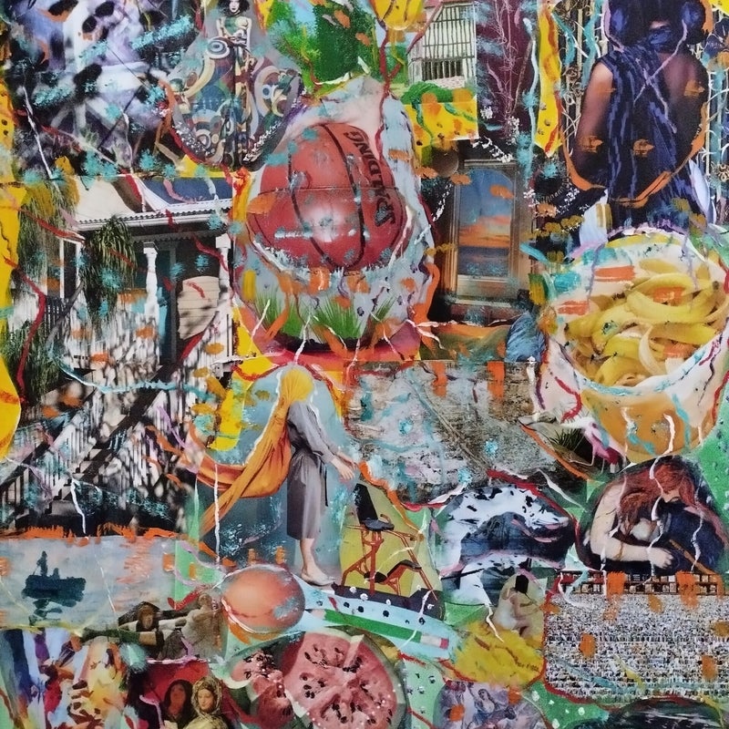 A Kind of Dada XXI collage + oil painting on cotton 80x60 cm 2022