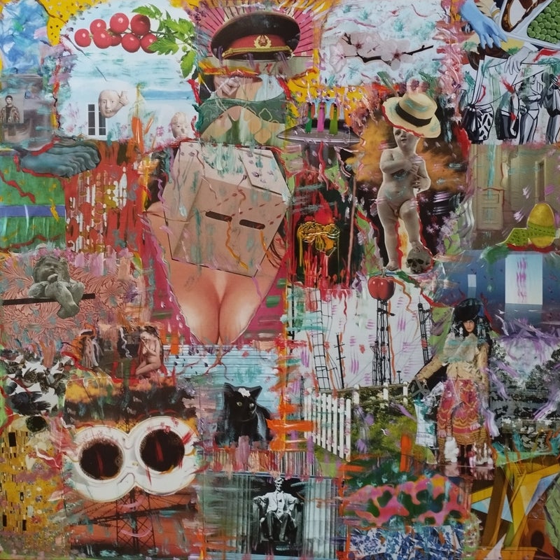A Kind of Dada XXIII collage + oil painting on cotton canvas 70x70cm 2022*