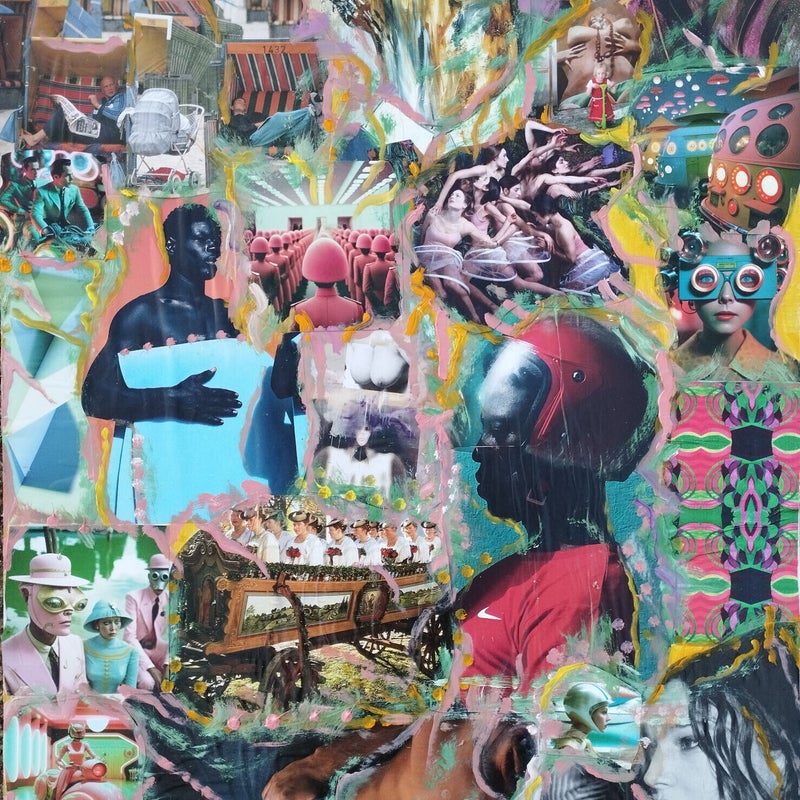 A Kind of Dada LI collage+oil on plywood panel 50x75cm 2023.