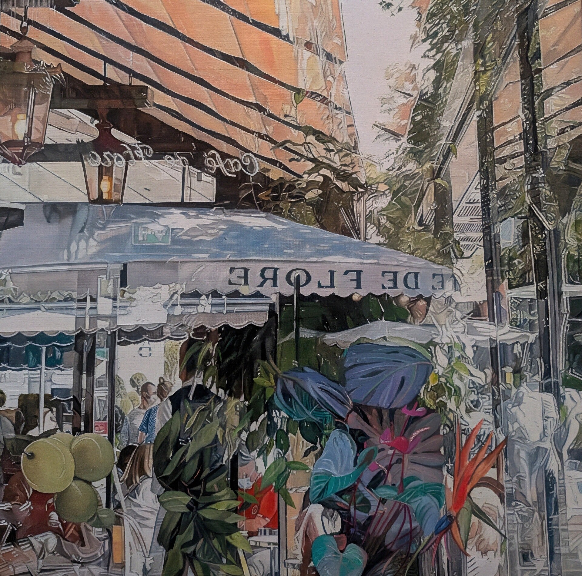 Café de Flore, Fleurit oil on linen, 60x60 cm, 2025-26
