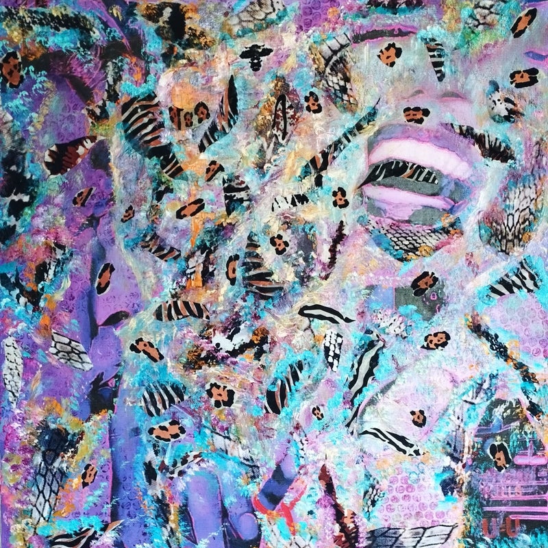 David + Norma Dada, mixed media on linen 60x60cm, 2022