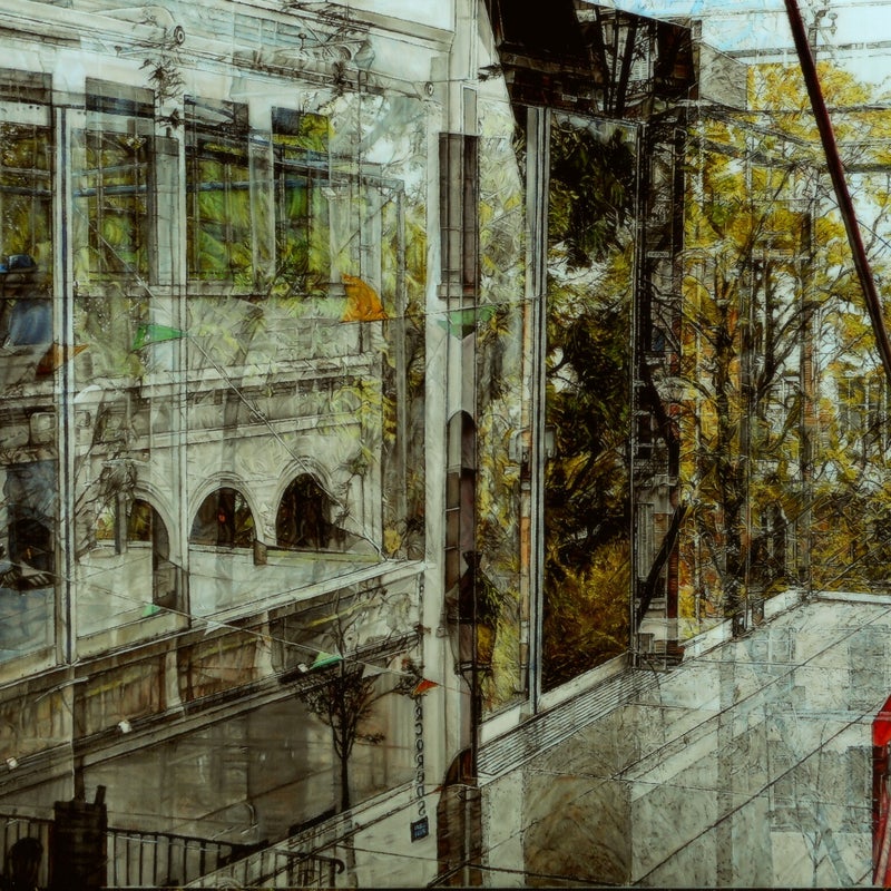 vision d'ivresse-funiculaire paris 18 eme huile sur toile 61x50 cm 2015