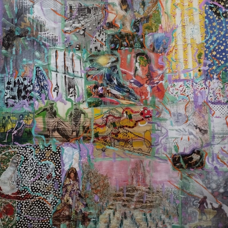 A Kind of Dada XXXI collage + oil on cotton canvas 70x70cm 2022