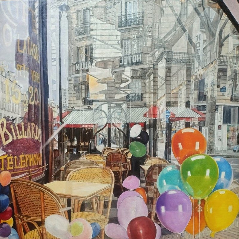 Le Bistrot du Peintre, oil on linenen, 60x60cm, 2023