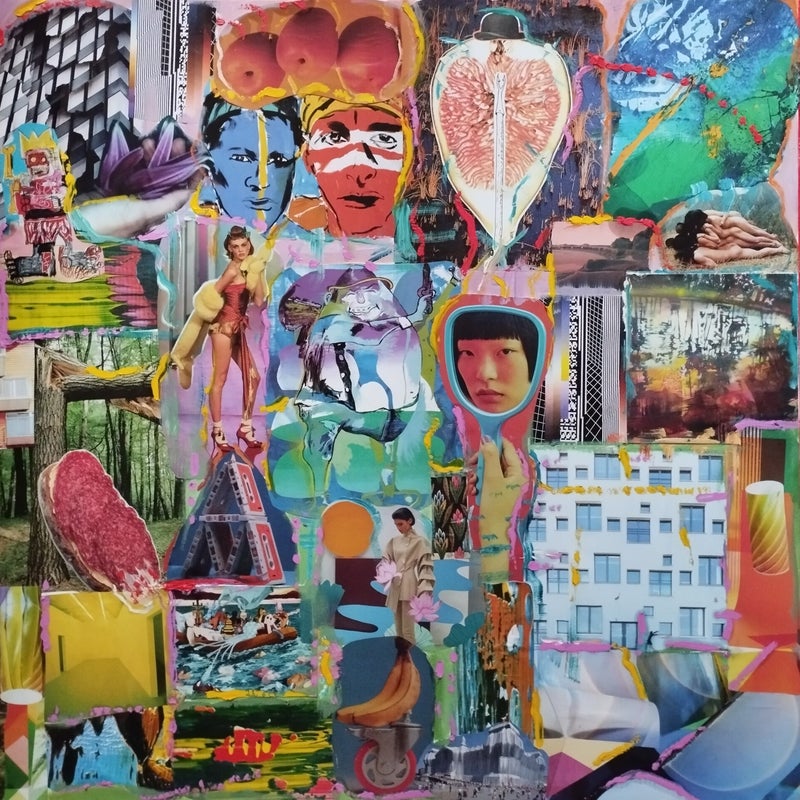 A Kind of Dada XXVI collage + oil on cotton 70x70cm 2022*