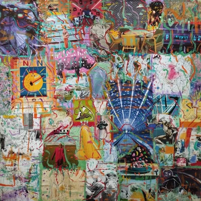 A Kind of Dada XXXIII collage + oil painting on cotton canvas 80x80cm 2022.