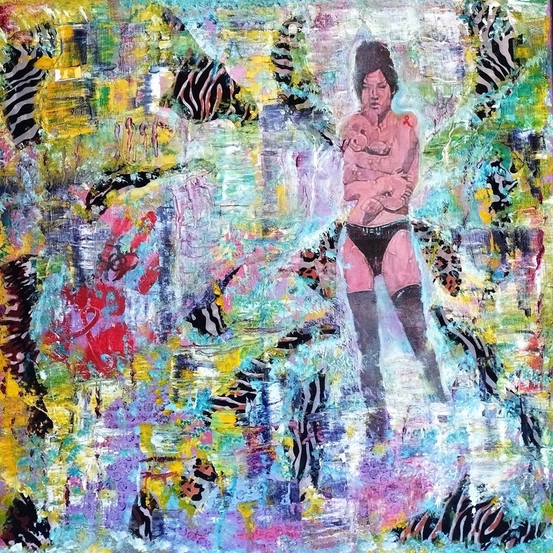 kate's avatar mixed media on linen 60x60c2022