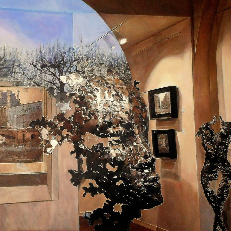art's aura on place des vosges oil on linen 70x70 cm2018