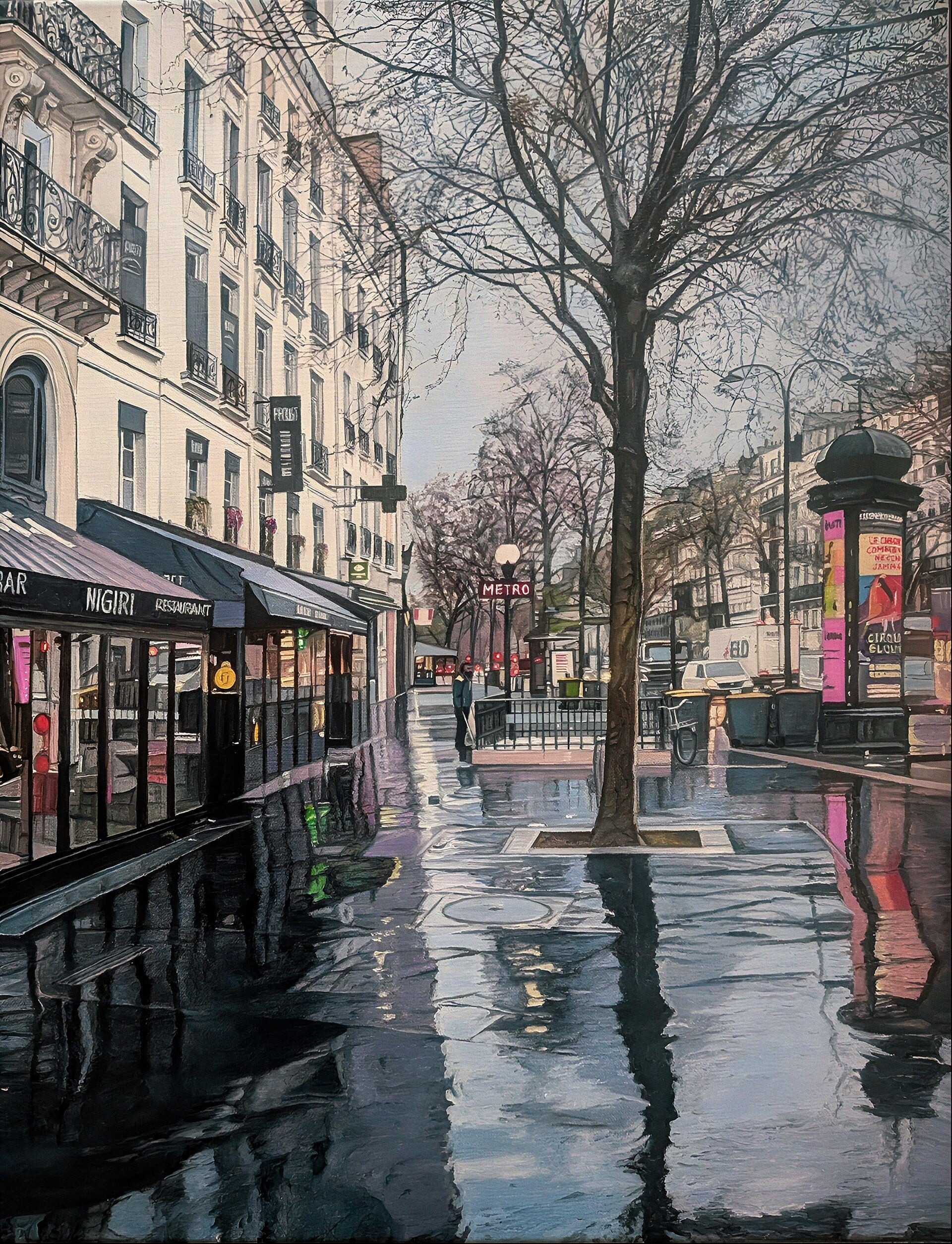 Silver Dawn Boulevard Beaumarchais oil on linen 65x50cm 2026