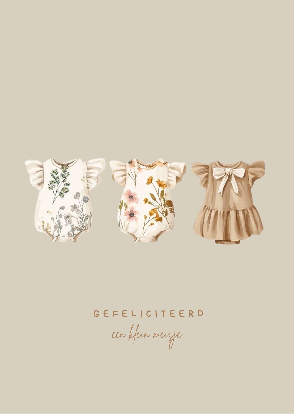 Kaart - gefeliciteerd een klein meisje (rompertjes)