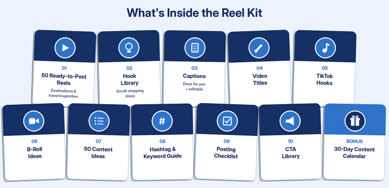Ready-to-post destination reels for travel agents: ready-to-post social media content for travel agents on Instagram, TikTok and YouTube